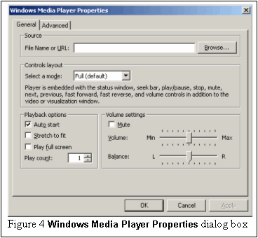 Figure 4 Windows Media Player Properties dialog box