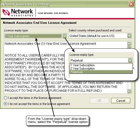 Select perpetual license from the drop down list.