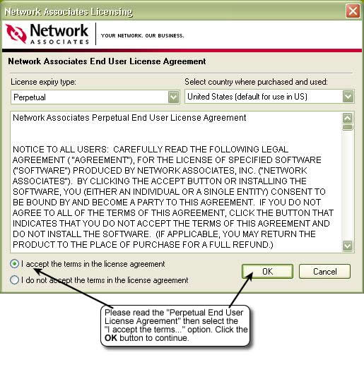 Read and accept the Perpetual End User license agreement.