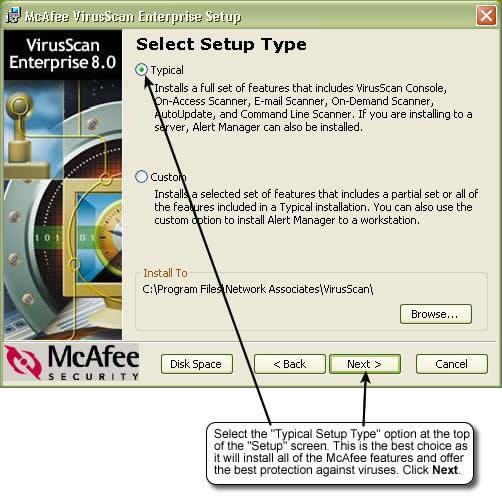 Select typical setup type option in the setup screen.