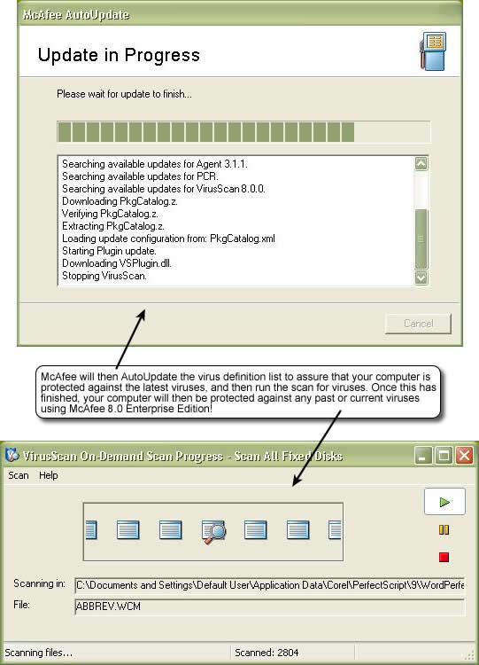 Update/scanning windows
