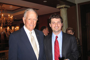Hofstra grad Matthew Bremer (right) with Dr. Denton Cooley of the Texas Heart Institute at the APACVS conference in Chicago.