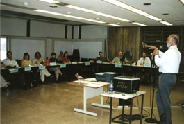 Dr. Robert A. Lucas addressing Hofstra faculty attending April's proposal writing workshop