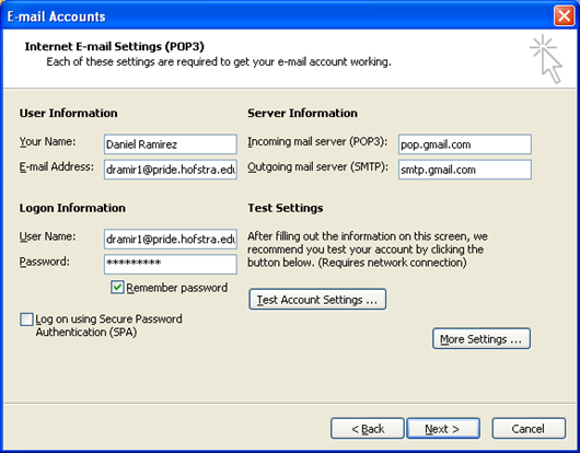 POP3 Settings