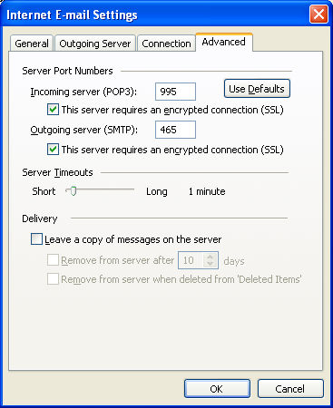 Advanced E-mail Settings