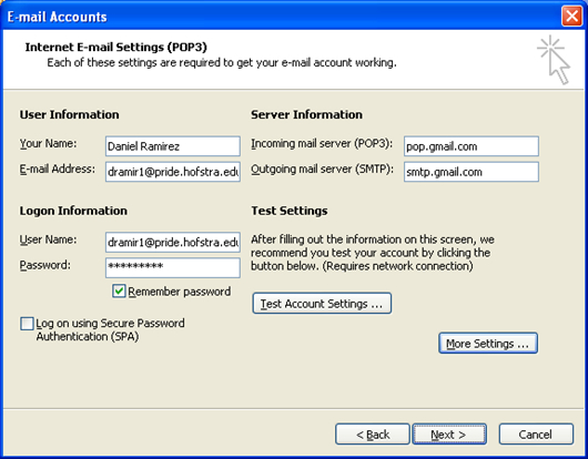 POP3 Settings