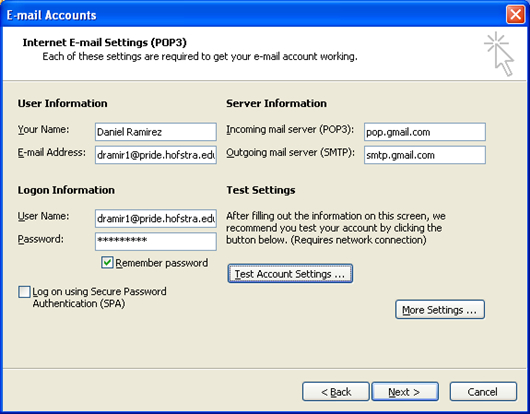 POP3 Settings