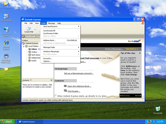 Outlook Express Main Screen