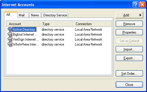 Add New Account Dialog Box