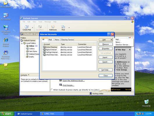 Add Account Menu