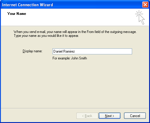 Internet Connection Wizard Disaplay Name