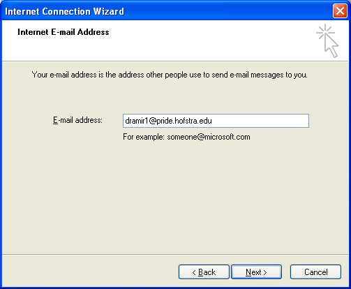 Internet Connection Wizard E-mail Address