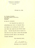 Personal Correspondence to Broadus Mitchell from the secretary to Franklin D. Roosevelt January 2, 1939 