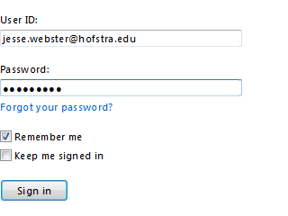 Office 365 sign-in screen