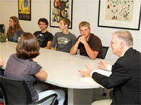 Professor with students