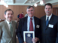 Prof. George Papaioannou, director, Merrill Lynch Center (left) and Dean Sodano congratulate Richard Ketchum (middle) following his keynote address Prof. George Papaioannou, director, Merrill Lynch Center (left) and Dean Sodano congratulate Richard Ketchum (middle) following his keynote address