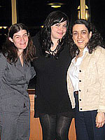 Mia Tyler center with Zarb M.B.A. students Christina Brandy and Nancy Schwartz