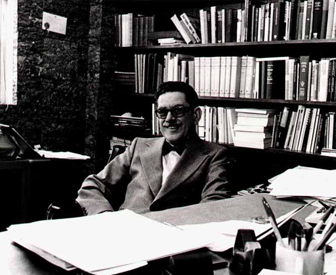 Dr. Yuker at his desk at Hofstra