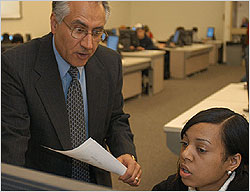 Professor working with a student