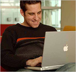 Student using a laptop computer