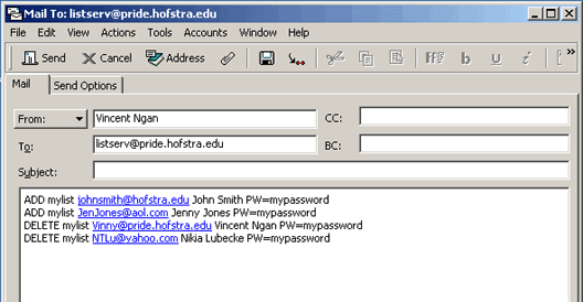 ListServ Commands