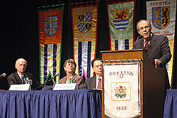 Richard Riley, Janet Reno, Herman Berliner and William Perry at Friday's Opening Keynotes