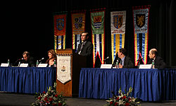 Ron Brownstein, Arianna Huffington, Larry Levy, John Harris and Jonathan Alter on The Presidency and the Media panel