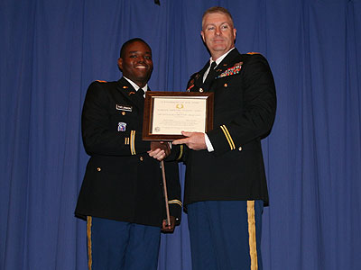 (L to r) 2LT Shelton Thelismon with Hofstra University Professor of Military Science LTC David Daniel.