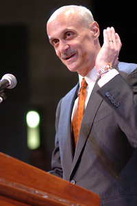 &ldquo;Private businesses and citizens have a personal and civic obligation to prepare themselves for an emergency,&rdquo; explained Secretary Chertoff to an audience at Monroe Lecture Center Theater.