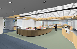 Rendering of Axinn Library interior