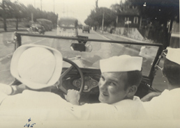 Coming home: photographs of sailors in a jeep
