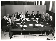 Golding at a conference (seated third to the left)