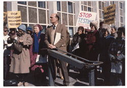 Michael D'Innocenzo, Hofstra University History Professor, at a PSR protest