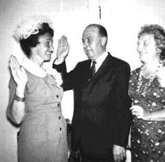 Incoming President Gruen with Judge Dawson at 1960 Installation Ceremony