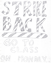 Poster set up by the Strike Back Committee in opposition to striking students at Hofstra University in May of 1970
