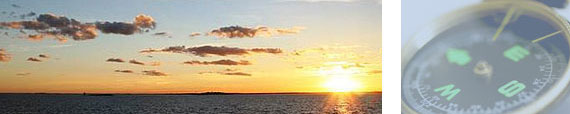 sunset and compass