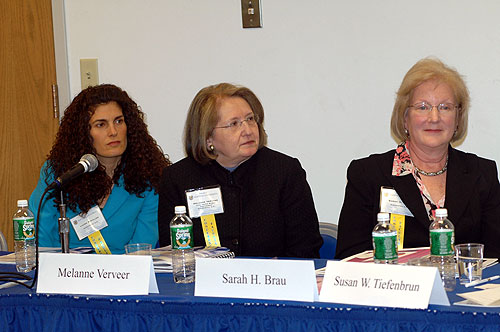 Laura Schiller, Melanne Verveer and Sarah Brau at the A New Role for the First Lady: Staffers' and Scholars' Assessments