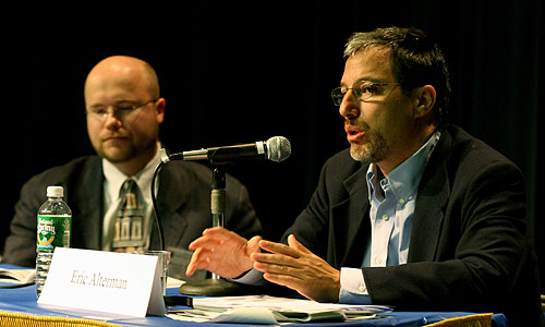 (l to r) Bradley Freeman and Eric Alterman on the Considering the Press panel