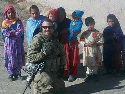 American Soldier with children