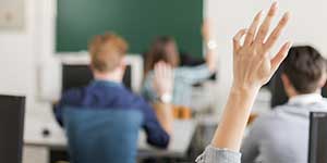 Student raising hands