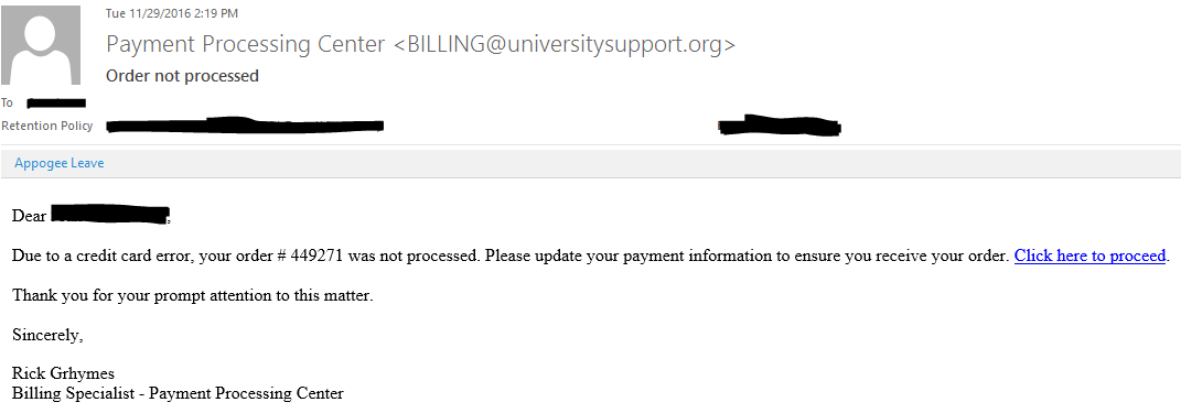 14th Phishing Email