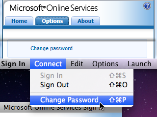 Navigating to the Change Password screen