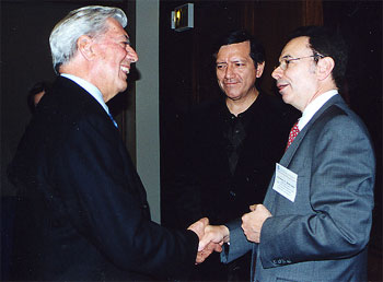 Mario Vargas Llosa and Provost Herman A. Berliner
