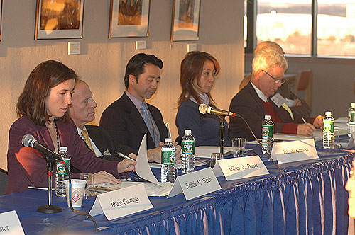 Patricia Welch, Jeffrey Bader, Takashi Kanatsu, Mikyoung Kim, Arthur Rubinoff and Andrew J. Nathan at the Asia: Economic and Security Issues panel