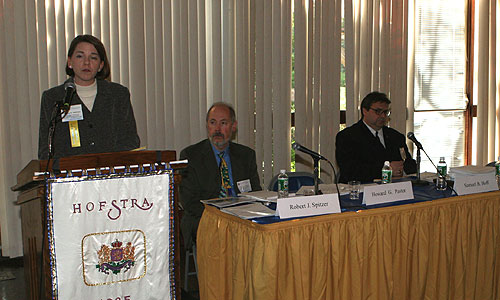 Donna Hoffman, Robert J. Spitzer, and Samuel B. Hoff at the Conflict and Cooperation with Congress panel