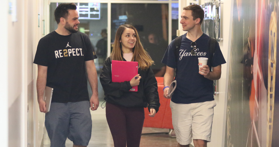 Students walking in hallway