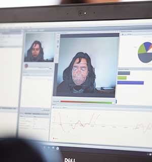 Facial recognition software on screen