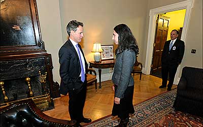 Dr. Alaimo with U.S. Treasury Secretary Timothy Geithner, December 2012.