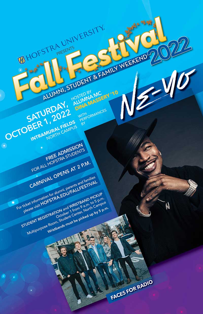 Hofstra University presents Fall Festival Alumni, Student & Family Weekend 2022 - Saturday, October 1, 2022 - with performances by Ne-Yo