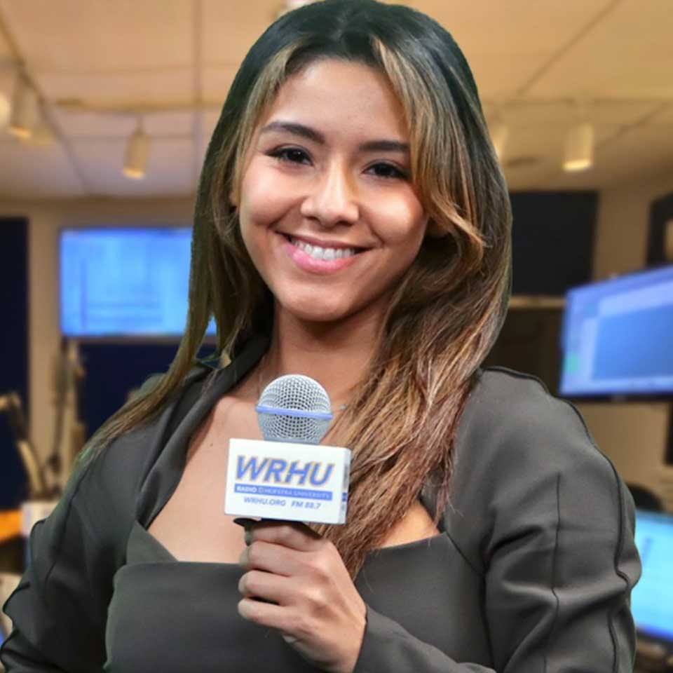 Female student reporter smiling
